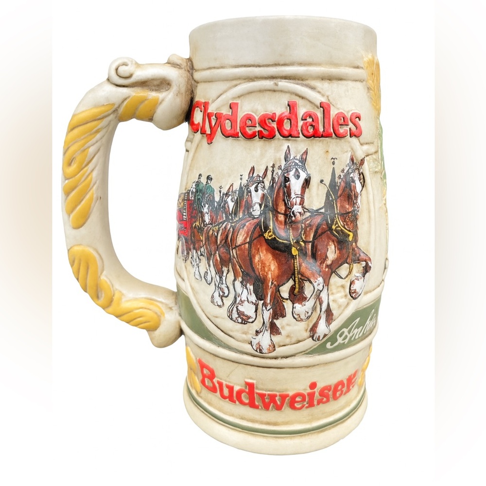 Budweiser 1983 Holiday Beer Stein Snowy Woodland Clydesdale Ceramarte Mug CS-50